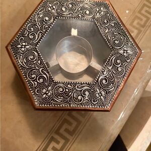 Hexagonal Silver and Brown Decorative Box